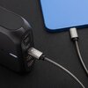 Zbliżenie na srebrny kabel USB-C z logo "FORCELL" podłączony do portu oznaczonego jako "USB-C2". W tle widoczne są dwa czerwone porty USB.