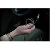 Na zdjęciu znajduje się srebrny kabel USB - USB-C o długości 1 metra, z metaliczną, spiralną osłoną. Na końcówkach kabla widoczne jest logo "FORCELL".