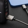 Na zdjęciu widać srebrny kabel USB-C marki Forcell, podłączony do portu oznaczonego jako "USB-C2". Na wtyczce kabla widnieje logo i napis "FORCELL".