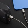 Na zdjęciu widać srebrny kabel USB-C marki Forcell, podłączony do portu oznaczonego jako "USB-C2". Na wtyczce kabla widnieje logo i napis "FORCELL".