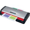 Srebrno-czarny laminator z czerwonym wnętrzem, na górze którego znajduje się logo "GBC" oraz trzy przyciski z oznaczeniami temperatury: 75, 100 i 125. Na przedniej części widoczne są napisy "Series 2" i "250", a także symbole formatu A4 i ikona dokumentu.