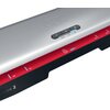 Srebrny laminator z widocznym logo "GBC" na górze, posiada czarny panel z trzema przyciskami i oznaczeniami "75/80", "100", "125". Na czerwonym pasku znajdują się oznaczenia formatów "A3", "A4" oraz ikona dokumentu.