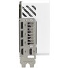 Biała karta graficzna z metalowym panelem wyjściowym, na którym znajdują się cztery porty HDMI i dwa porty DisplayPort. Na panelu widoczny jest napis "Stainless Steel 304".