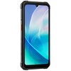 Smartfon z czarną obudową i wyświetlaczem prezentującym abstrakcyjną grafikę w odcieniach niebieskiego i zielonego. Na bocznej krawędzi widoczne są przyciski oraz napisy "TITANIUM ALLOY" i "SHOCKPROOF".