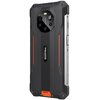 Czarny smartfon z pomarańczowymi akcentami, widoczny od tyłu, z logo "Blackview" na środku obudowy. Na bocznej krawędzi znajduje się napis "SHOCKPROOF".