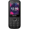 Telefon komórkowy z wyświetlaczem pokazującym godzinę 12:00 i datę 12.11.2024, z ikonami zasięgu i baterii oraz opcjami "Menu" i "Kontakty". Na obudowie widoczne jest logo "maxcom", a poniżej znajduje się klawiatura numeryczna.
