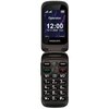 Telefon z klapką marki Maxcom, model MM834 4G, w kolorze czarnym, z wyświetlaczem pokazującym godzinę 12:00, datę 12.11.2024, dzień tygodnia "Tue" oraz napisy "Operator", "Menu" i "Contact". Na klawiaturze widoczne są duże, wyraźne przyciski z cyframi i l