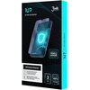 Opakowanie produktu "Folia ochronna 3MK 1UP do Samsung Galaxy Z Flip 7" przedstawia grafikę telefonu z nałożoną folią ochronną, na której widoczny jest niebieski wzór tarczy. Na opakowaniu znajdują się napisy: "1UP screen protector", "3mk", "Optimized for