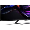 Telewizor z cienką ramką i nowoczesnym stojakiem, na ekranie widoczne są abstrakcyjne, kolorowe fale. Na dolnej ramce znajduje się napis "AQUOS" oraz "SHARP".