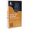 Pomarańczowe opakowanie produktu z logo FITPADDY i zdjęciem deski do pompek z kolorowymi oznaczeniami. Na opakowaniu widnieje tekst: "PUSH UP BOARD TAVOLA PER PIEGAMENTI" oraz ikony z podpisami "Power", "Strength", "Non-slip".