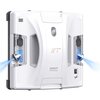 Biały robot do mycia okien z napisem "HOBOT AI-Technology" oraz "S7 Pro" na obudowie, wyposażony w dwa dysze rozpylające niebieską mgiełkę. Na urządzeniu widoczne są przyciski oraz wskaźniki poziomu płynu oznaczone jako "MAX".