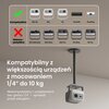 Na zdjęciu znajduje się tabela z podziałem na urządzenia kompatybilne i niekompatybilne z uchwytem sufitowym, z zaznaczeniem modeli takich jak N1S 4K, N1S, N1, PicoFlix, PicoPlay jako kompatybilne oraz N1S Ultimate, N1S Ultra, N1S Pro, N1 Ultra, N1 Pro ja