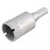 Na zdjęciu znajduje się metalowa otwornica z widocznym napisem "25 mm" na jej powierzchni. Narzędzie ma ząbkowaną krawędź tnącą i cylindryczny kształt.