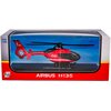 Czerwony model helikoptera ratunkowego z napisem "112" i "STRAŻ" znajduje się w przezroczystym opakowaniu. Na opakowaniu widnieje napis "AIRBUS H135", a w lewym dolnym rogu znajduje się logo "Daffi".