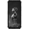 Smartfon z wyświetlaczem prezentującym czarno-białe zdjęcie koziorożca stojącego na skale, na tle pochmurnego nieba. Produkt to "Smartfon ULEFONE Armor 28 Pro 5G 16/512GB 6.67" 120Hz Czarny UF-A28P".