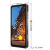 Na zdjęciu widoczny jest smartfon z ekranem o przekątnej 6.95 cala (17.65 cm), z wymiarami 84.9 mm szerokości, 181.3 mm wysokości i 21.2 mm grubości. Na ekranie wyświetlony jest obraz przedstawiający namiot w oświetlonym kanionie.