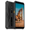 Smartfon ULEFONE Armor X12 3/32GB 5.45" Czarny UF-AX12 jest przedstawiony z przodu i z tyłu, z widocznym logo "ulefone" na tylnej obudowie. Na ekranie telefonu wyświetlony jest obraz koparki na placu budowy.
