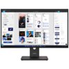 Na zdjęciu widoczny jest monitor marki Lenovo, na którym wyświetlany jest interfejs aplikacji z różnymi sekcjami, takimi jak "Profile Page", "Analytics" i "Upload Page", oraz wykresami i miniaturami zdjęć. Na dolnej ramce monitora znajduje się logo "Lenovo".