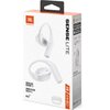 Opakowanie słuchawek powietrznych JBL Sense Lite w kolorze białym z widocznym logo JBL i HARMAN. Na opakowaniu znajdują się informacje: "OPEN EAR DESIGN", "CRISP CLEAR CALLS", "IP54", "32H", "8H", "24H", oraz ikony aplikacji Google Play i App Store.