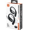 Opakowanie słuchawek powietrznych JBL Endurance Zone w kolorze czarno-szarym z widocznymi słuchawkami na tle wody. Na opakowaniu znajdują się napisy: "IP68", "OPEN EAR DESIGN", "SECURE FIT", "32H", "8H", "24H", oraz logo JBL.