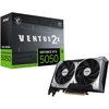 Pudełko karty graficznej z napisem "VENTUS 2X" oraz "GEFORCE RTX 5050" w kolorze zielonym, z logo producenta MSI. Obok znajduje się karta graficzna z dwoma wentylatorami, na których widnieje logo MSI.