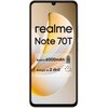 Złoty smartfon z dwoma dużymi obiektywami aparatu i małym otworem na lampę błyskową w górnej części. Na obudowie widoczne jest logo "realme".