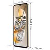Złoty smartfon z wyświetlaczem o przekątnej 6.74 cala (17.12 cm) i wymiarach 167.2 mm wysokości, 76.6 mm szerokości oraz 7.94 mm grubości. Na ekranie widoczny jest napis "realme Note 70T".