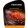 Opakowanie produktu "Płyn do czyszczenia grilla FRISCHER Professional + Szczotka 500 ml" przedstawia zdjęcie rozgrzanego rusztu grilla z widocznymi płomieniami. Na opakowaniu znajduje się tekst: "FRISCHER Professional", "GRILLREINIGER", "GRILL CLEANER", "