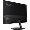 Czarny monitor z logo "acer" na tylnej obudowie, z widoczną teksturą w dolnej części oraz okrągłą podstawą. Monitor posiada otwory wentylacyjne i porty z tyłu.