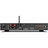 Tył wzmacniacza Audiolab 6000A MKII czarny z widocznymi złączami, w tym gniazdem zasilania, wyjściami głośnikowymi, portami USB, optycznymi, koaksjalnymi oraz wejściami analogowymi. Na obudowie znajdują się napisy: "6000A MKII", "audiolab", "Qualcomm aptX
