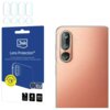 Na zdjęciu widoczny jest produkt "Szkło hybrydowe 3MK Lens Protection do Samsung Galaxy M36" wraz z opakowaniem, na którym znajduje się logo "3mk" oraz napisy: "Lens Protection", "Ochrona obiektywu/Proteção da lente/Protection de lentille/Ochrona obiektywu/Protección a lentelei". Obok opakowania przedstawiony jest telefon z nałożonymi szkłami ochronnymi na obiektywy aparatu.