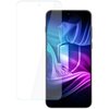 Na zdjęciu widoczna jest folia ochronna 3MK Silky Matt Pro do telefonu Oppo A5x, umieszczona obok smartfona z kolorowym, abstrakcyjnym tłem na ekranie. Folia jest przezroczysta, a na ekranie telefonu widoczny jest wzór przypominający tarczę.