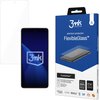 Opakowanie produktu "3mk Protection FlexibleGlass" do Oppo A5x jest niebieskie z białymi napisami, zawiera grafikę przedstawiającą szkło ochronne na telefonie oraz logo 3mk. Na opakowaniu widnieją informacje: "premium protection", "FlexibleGlass™", "Your 