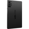 Czarny tablet z widocznym logo "LEGION" na tylnej obudowie oraz podwójnym aparatem fotograficznym w lewym górnym rogu. Na obudowie znajduje się również napis "Lenovo".
