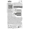 Na zdjęciu znajduje się opakowanie produktu z logo "Braun" oraz adresem strony internetowej "www.braun.com". Widoczny jest kod QR, numer produktu "21222721", oznaczenie "21B", oraz teksty w różnych językach dotyczące kompatybilności i recyklingu, a także 