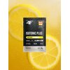 Opakowanie produktu "4F Isotonic Plus" o smaku cytrynowym, na tle plasterków cytryny, z widocznymi kroplami wody. Na opakowaniu znajdują się napisy: "LEMON FLAVOUR", "HYDRATION", "2:1 GLUCOSE:FRUCTOSE", "BCAA", "AMINO ACID SYNTHESIS", "FOOD SUPPLEMENT", "