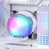 Na zdjęciu znajduje się element chłodzenia wodnego z podświetleniem RGB, na którym widnieje napis "TCOMAS". Obok widoczne są cztery moduły pamięci RAM z napisem "DOMINATOR".