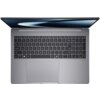 Na zdjęciu widoczny jest laptop z klawiaturą QWERTY, touchpadem i częściowo otwartym ekranem, na którym znajduje się napis "ASUS EXPERTBOOK". Obudowa laptopa ma metaliczne wykończenie.
