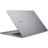 Srebrny laptop z widocznym logo "ASUS EXPERTBOOK" na pokrywie, częściowo otwarty, ukazujący klawiaturę i porty po boku. Powierzchnia obudowy jest gładka i minimalistyczna.