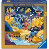 Pudełko puzzli przedstawia kolorową ilustrację inspirowaną mitologią grecką, z postaciami i mitycznymi stworzeniami w dynamicznej scenerii. Na opakowaniu widnieje tekst: "Tales Around the World", "The Twelve Labors of Hercules", "64", "5+", oraz "Ravensbu