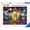 Puzzle RAVENSBURGER Planety 12000236 (500 elementów) przedstawiają kolorową, fantastyczną ilustrację kosmosu z planetami i złożonymi wzorami geometrycznymi. Na opakowaniu widnieje napis "Ravensburger Puzzle" oraz "Original Ravensburger Quality Since 1891"