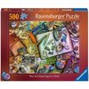 Puzzle przedstawiają kolorową kompozycję przedmiotów związanych z archeologią, w tym książki, notatki, narzędzia i artefakty. Na opakowaniu widnieje napis "500 Ravensburger Puzzle The Archaeologist's Desk".