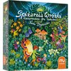 Na zdjęciu znajduje się pudełko gry planszowej "Spiżarnia wróżki" z kolorową ilustracją przedstawiającą fantastyczny las z wróżkami, kwiatami i grzybami. Na pudełku widnieje tekst: "Spiżarnia wróżki Zaczarowana gra rodzinna ilustracje Kasia Bogdańska" ora