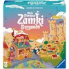 Kolorowe pudełko gry planszowej z ilustracją przedstawiającą bajkowy krajobraz z zamkami, wozem i postaciami zwierząt; na górze widnieje napis "Moje Pierwsze Zamki Burgundii" oraz nazwiska autorów "Susanne & Stefan Feld". W prawym dolnym rogu znajduje się
