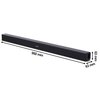 Czarny soundbar o prostokątnym kształcie z widocznym logo "SHARP" na przedniej części. Obok urządzenia znajdują się strzałki z wymiarami: długość 950 mm, wysokość 63 mm, szerokość 63 mm.
