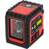Czerwono-czarny laser krzyżowy z widocznym okienkiem na mechanizm wewnętrzny, oznaczeniami IP54, CE oraz ostrzeżeniem o promieniowaniu laserowym. Na urządzeniu znajdują się napisy: "15195", "G60", "20242-S2426", "3.0V (DC) 2x1.5V AA", "LASER KRZYŻOWY".