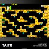 Zrzut ekranu z gry w stylu retro, przedstawiający labirynt z żółtymi ścieżkami i napisami "Chack'n Pop" oraz niebieskimi diamentami. Na dole widoczne jest logo "TAITO" oraz tekst "CHACK'N POP 1984 / ACTION / ARCADE".