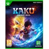 Okładka gry "Kaku: Ancient Seal" na konsolę Xbox Series X przedstawia postać w dynamicznej pozie, otoczoną kolorowymi efektami świetlnymi. Na górze widnieje napis "KAKU ANCIENT SEAL", a w dolnym rogu znajduje się logo "MICROIDS" oraz oznaczenie wiekowe "1