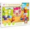 Opakowanie zestawu "Klocki magnetyczne ALILO AL-MB-40" przedstawia kolorowe klocki ułożone w różne postacie, z widocznymi napisami: "Magnetic Building Blocks", "1+", "40pcs", "Endless Possibilities", "Unlimited Creativity" oraz "Expressions". W tle znajdu