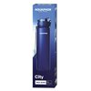 Opakowanie butelki filtrującej AQUAPHOR City 1000 ml w kolorze granatowym, z widocznym logo "AQUAPHOR water filters" oraz napisem "City Filter Bottle 1 L (34 fl oz)". Na opakowaniu znajdują się również ilustracje i informacje dotyczące produktu.